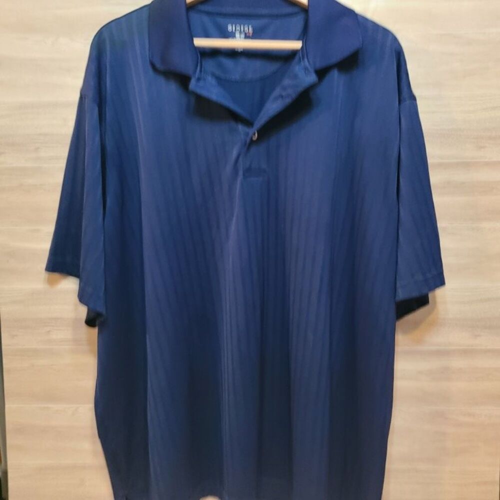 George Golf Polo Shirt 2XL Blue Striped Polyester Performance Short Sleeve